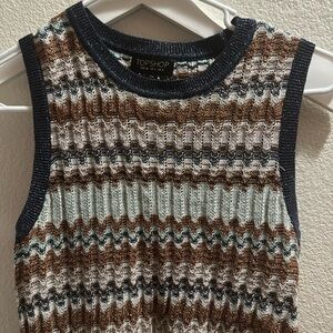 Topshop Mixes Media Sleeveless Top